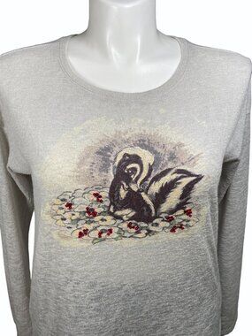 Lauren Conrad Medium Disney Bambi Flower Skunk Long Sleeve Shirt Womens